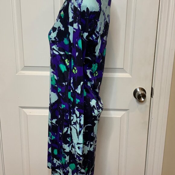 Diane Von Furstenberg Purple Ink Lagoon Blue Splatter Reina Dress NWT $348 Sze 2 - Picture 4 of 9